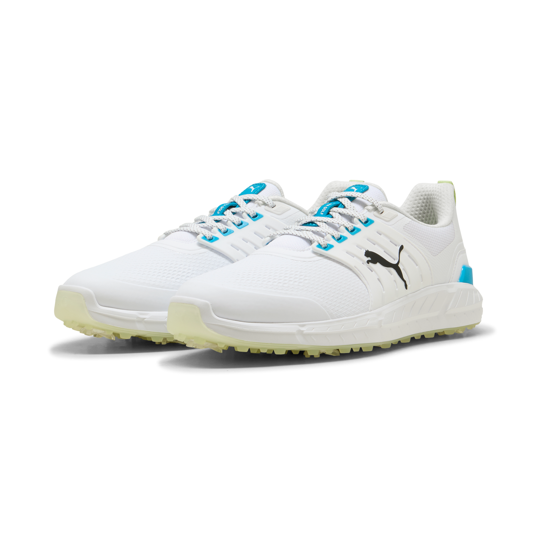 Puma Mens IGNITE Elevate 2 Tour Golf Shoes - White/Apple Spritz/Speed Blue