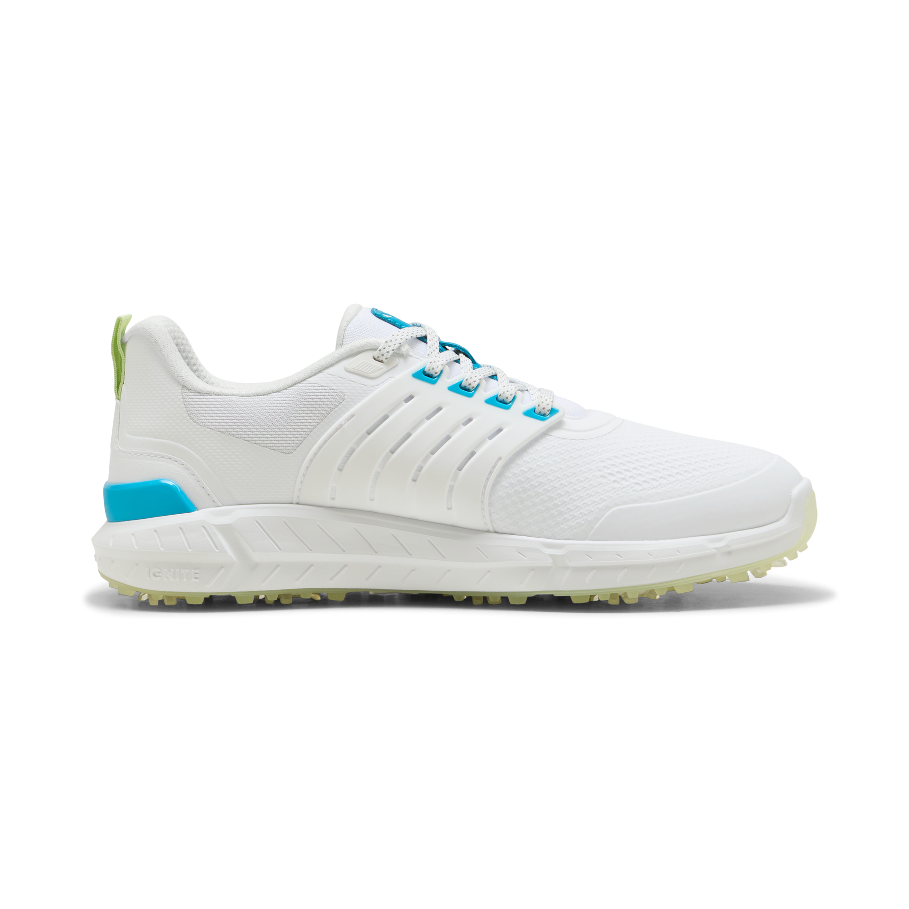 Puma Mens IGNITE Elevate 2 Tour Golf Shoes - White/Apple Spritz/Speed Blue