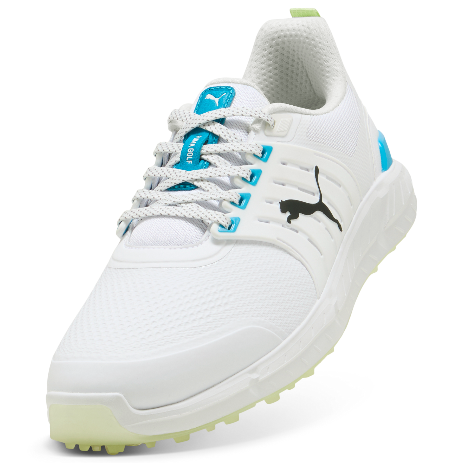 Puma Mens IGNITE Elevate 2 Tour Golf Shoes - White/Apple Spritz/Speed Blue