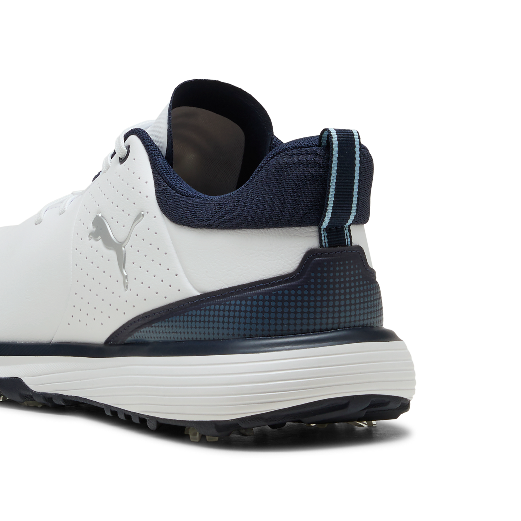 Puma Mens Fusion Grip ST Golf Shoes - White/Silver/Deep Navy
