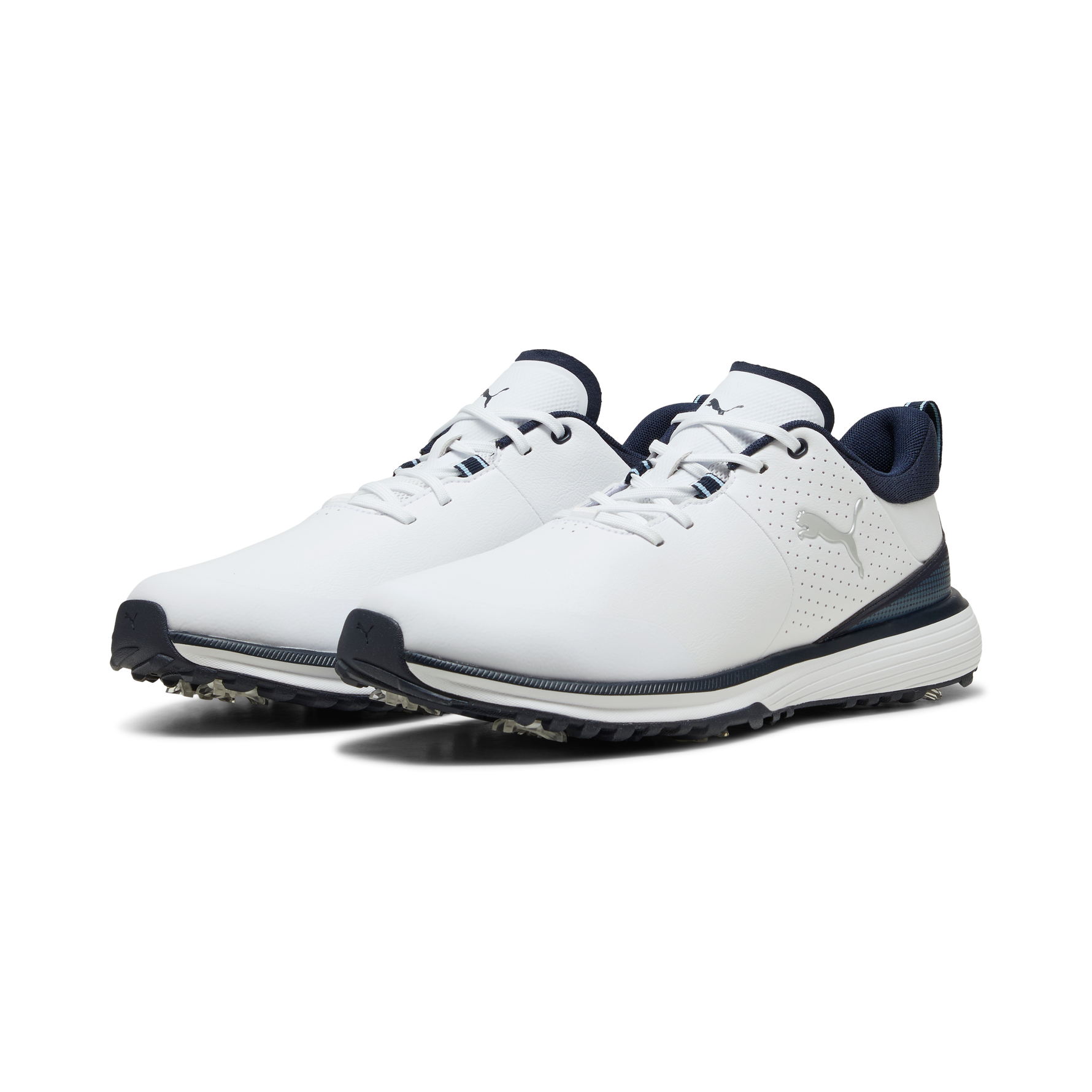 Puma Mens Fusion Grip ST Golf Shoes - White/Silver/Deep Navy