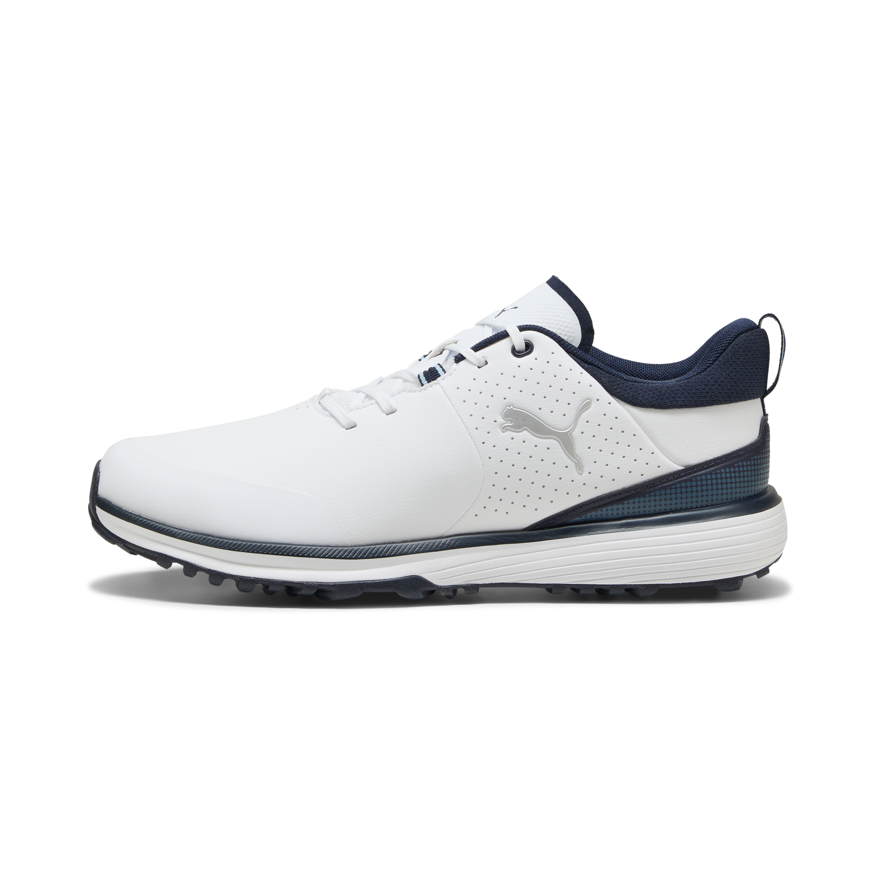 Puma Mens Fusion Grip ST Golf Shoes - White/Silver/Deep Navy