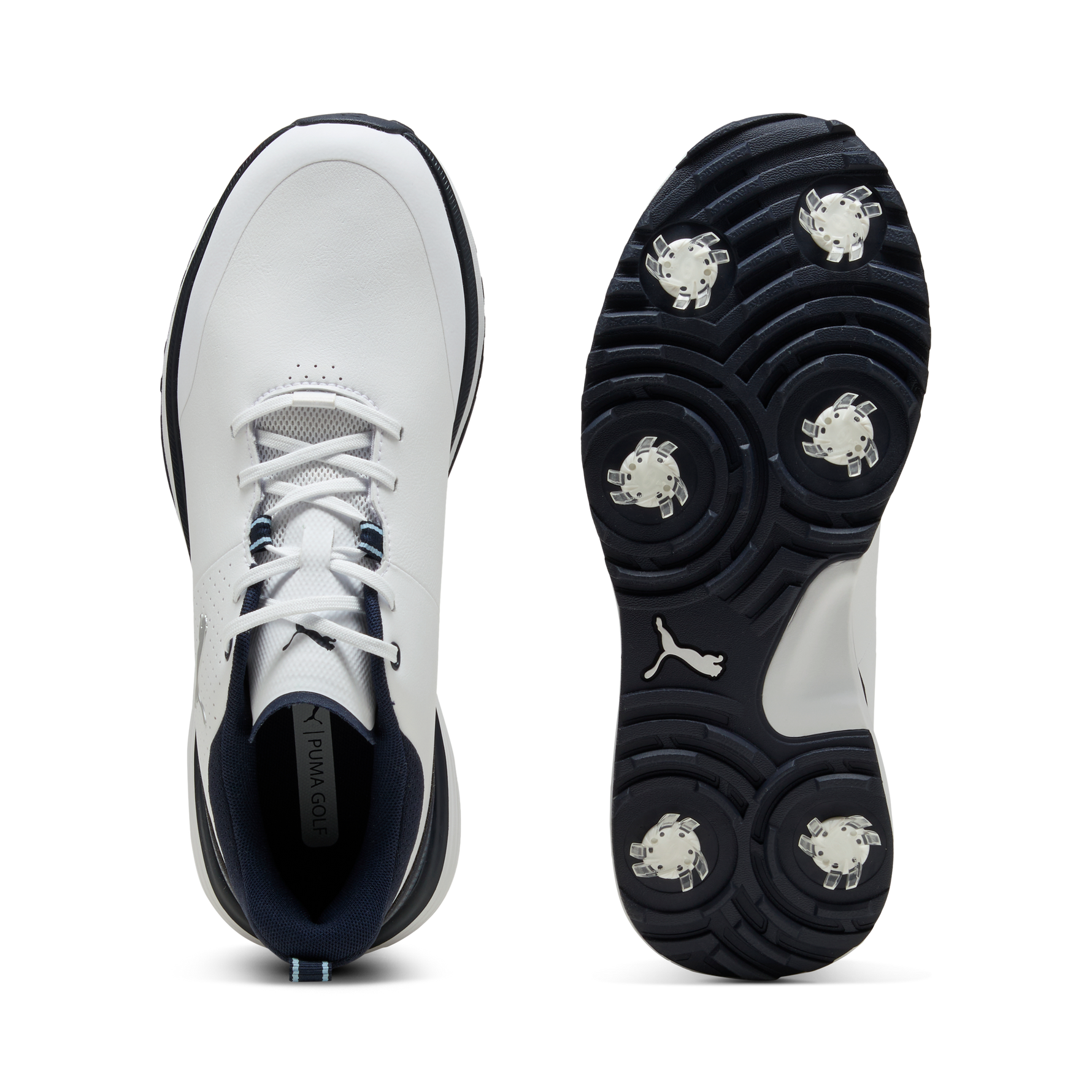 Puma Mens Fusion Grip ST Golf Shoes - White/Silver/Deep Navy