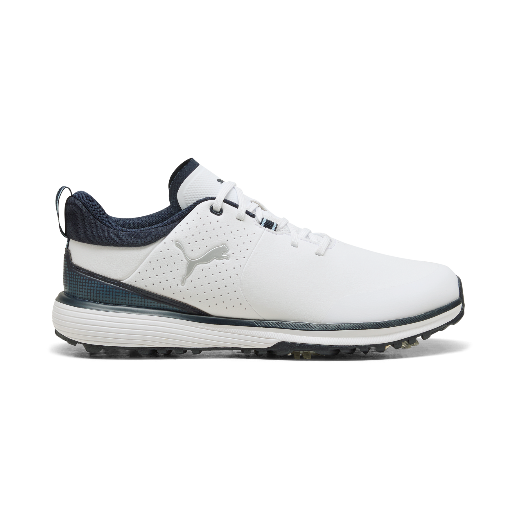 Puma Mens Fusion Grip ST Golf Shoes - White/Silver/Deep Navy