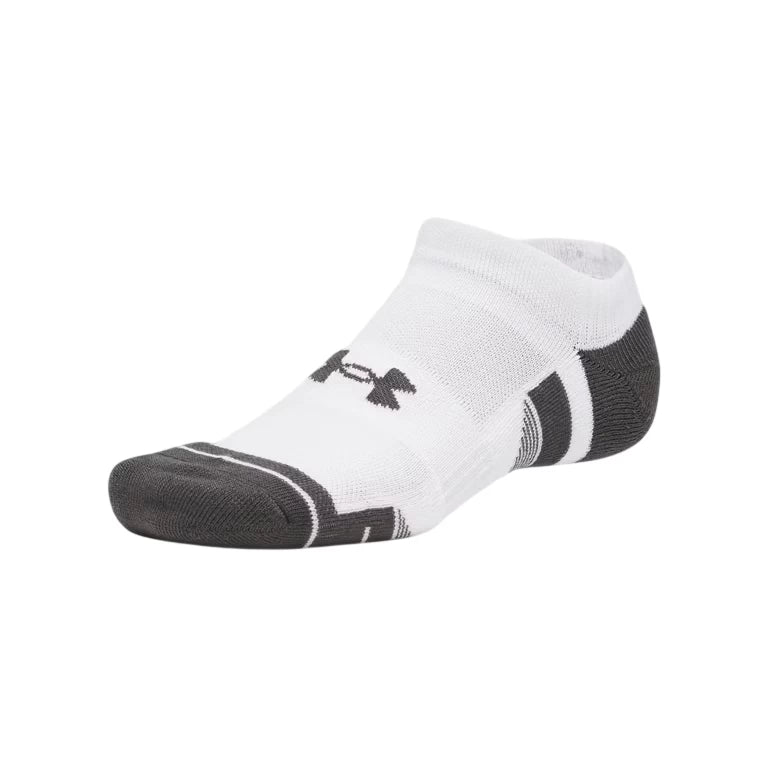 Under Armour Unisex Performance Tech Three Pack No Show Socks White/Jet Gray