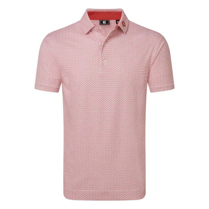 Footjoy Mens Scallop Geo Pique Polo Shirt Nantucket Red 39238