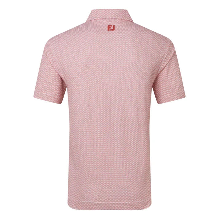 Footjoy Mens Scallop Geo Pique Polo Shirt Nantucket Red 39238