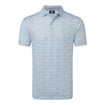 Footjoy Mens Hidden Palm Print Lisle Polo Shirt Chambray/White 39242