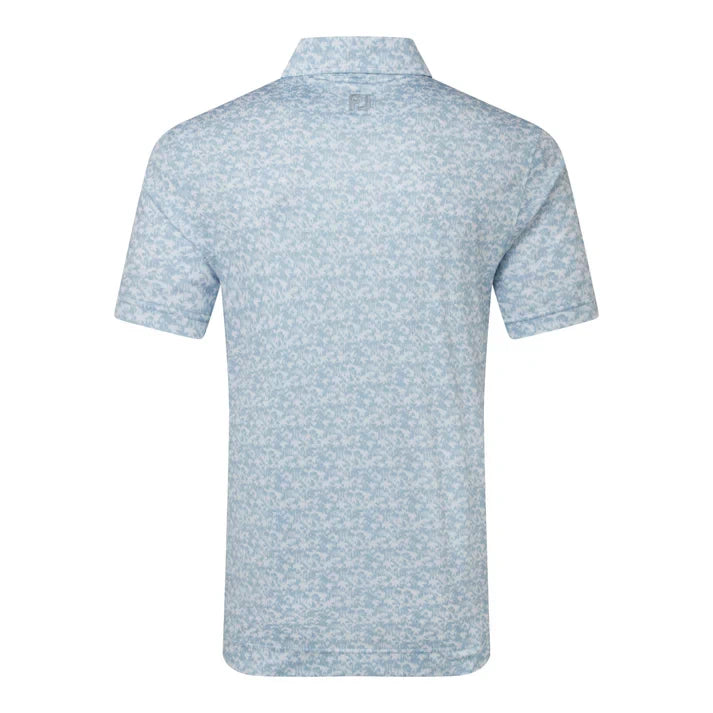 Footjoy Mens Hidden Palm Print Lisle Polo Shirt Chambray/White 39242
