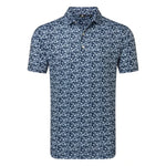 Footjoy Mens Hidden Palm Print Lisle Polo Shirt Navy/White 39244
