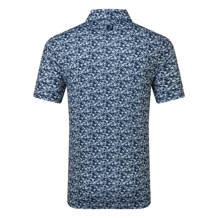 Footjoy Mens Hidden Palm Print Lisle Polo Shirt Navy/White 39244