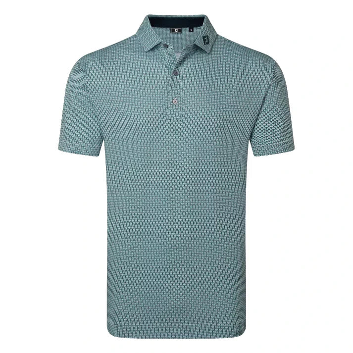 Footjoy Mens Nautical Flag Print Lisle Polo Shirt Green/Navy 39263