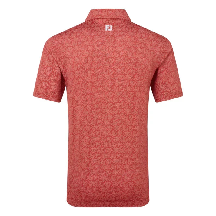 Footjoy Mens Wingtip Floral Lisle Polo Shirt Red/White 39264