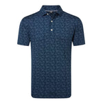 Footjoy Mens Wingtip Floral Lisle Polo Shirt Navy/White 39267