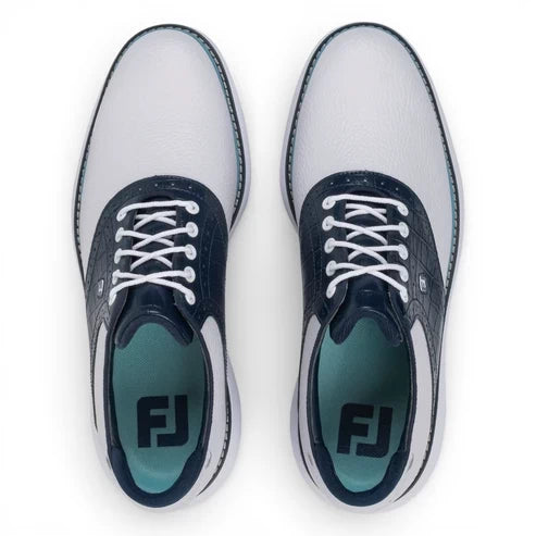 Footjoy Mens Traditions Golf Shoes White/Navy/Blue 57981