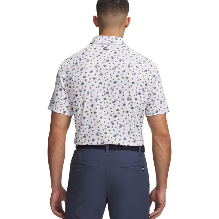 Under Armour ArmourDry Printed Mens Polo White/Blue Wind/Midnight Navy