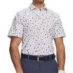 Under Armour Mens ArmourDry Printed Polo Shirt White/Blue Wind/Midnight Navy