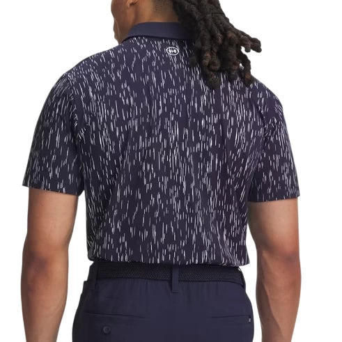 Under Armour Mens ArmourDry Printed Polo Shirt Midnight Navy/White