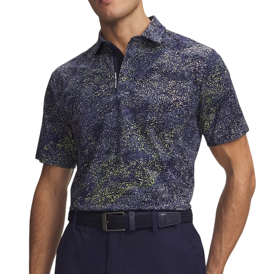 Under Armour Mens ArmourDry Printed Polo Shirt Midnight Navy / Downpour Grey