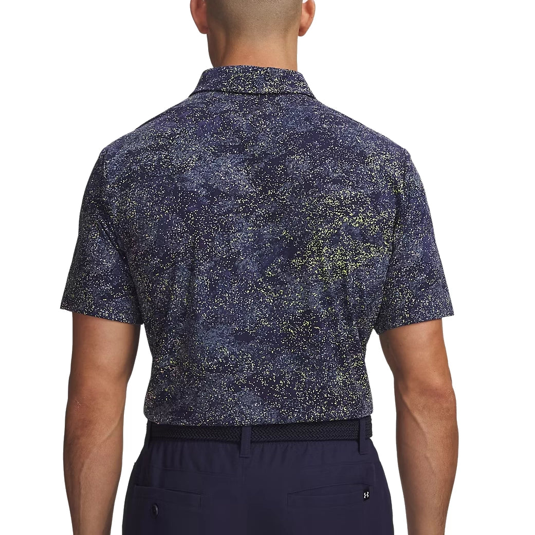 Under Armour Mens ArmourDry Printed Polo Shirt Midnight Navy / Downpour Grey