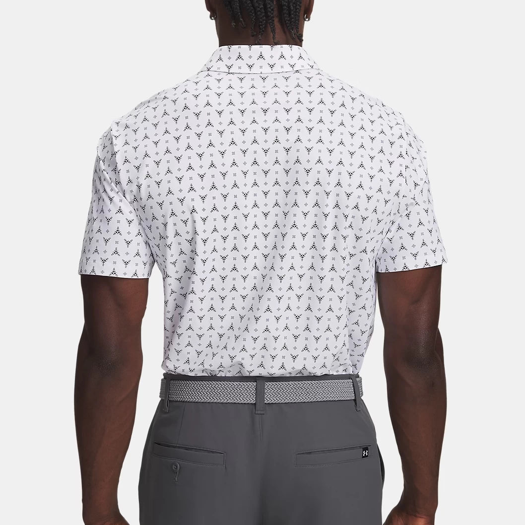 Under Armour Mens Drive Chill Printed Mens Polo Shirt White/Midnight Navy