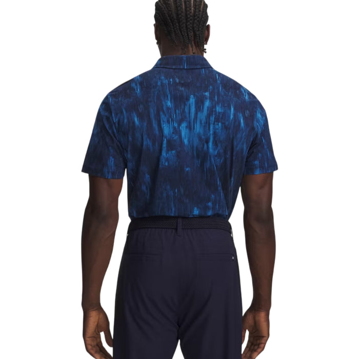 Under Armour Drive Chill Printed Mens Polo Aegean Blue/Midnight Navy/Mod Gray
