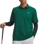Under Armour Mens Tee To Green Printed Polo Shirt Campus Ivy/White