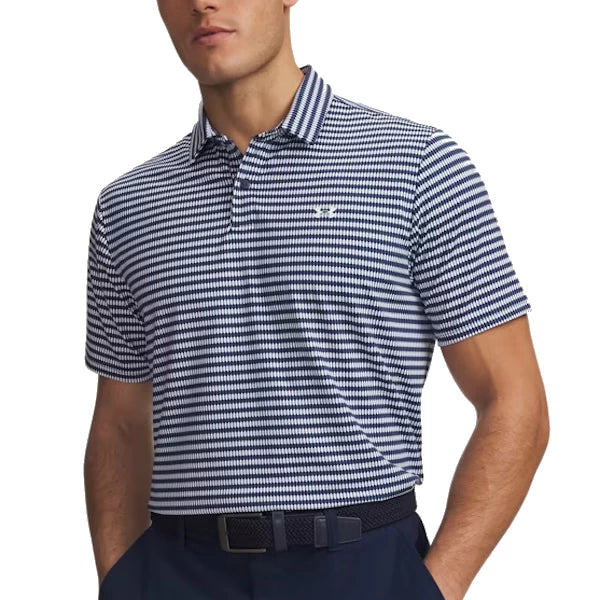 Under Armour Mens Tee To Polo Shirt Green Printed Polo Midnight Navy/White