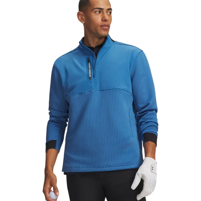 Under Armour Drive Pro Hybrid Mens 1/2 Zip Aegean Blue/White