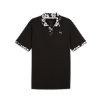 Puma Mens Modalon Floral Rib Polo Shirt - LC PUMA Black-Rose Blossom