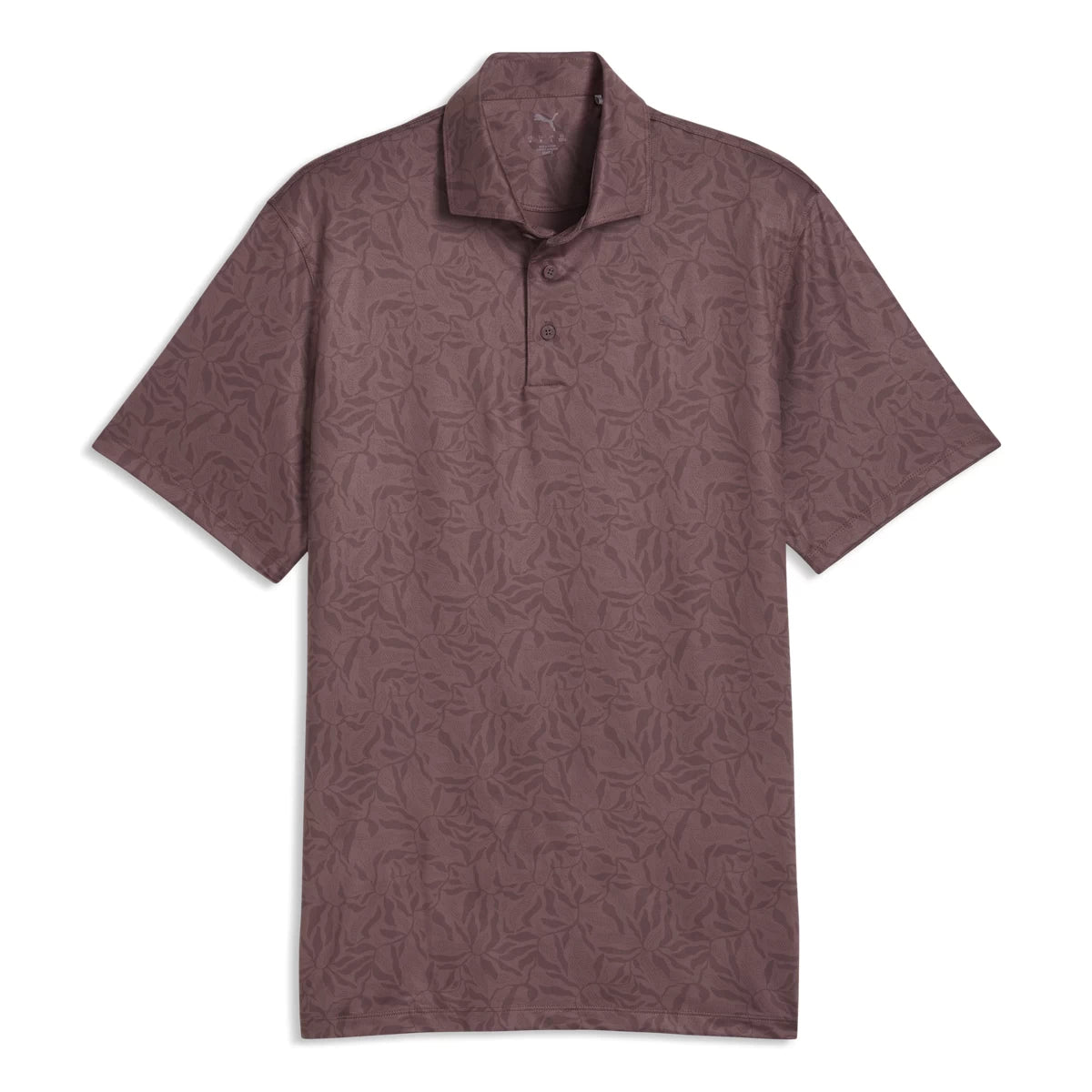 Puma Mens Cloudspun Marine Botanical Golf Polo Shirt Rich Cocoa