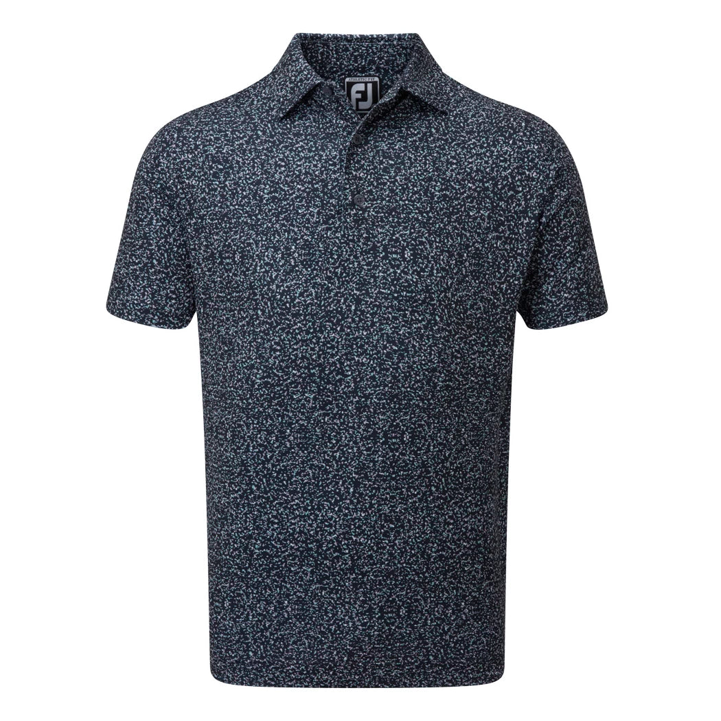 Footjoy Mens Granite Print Lisle Polo Shirt Navy 88415