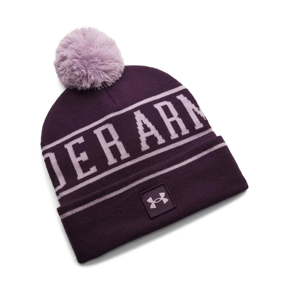 Under Armour Mens Halftime Pom Beanie Purple Echo/Mauve Pink