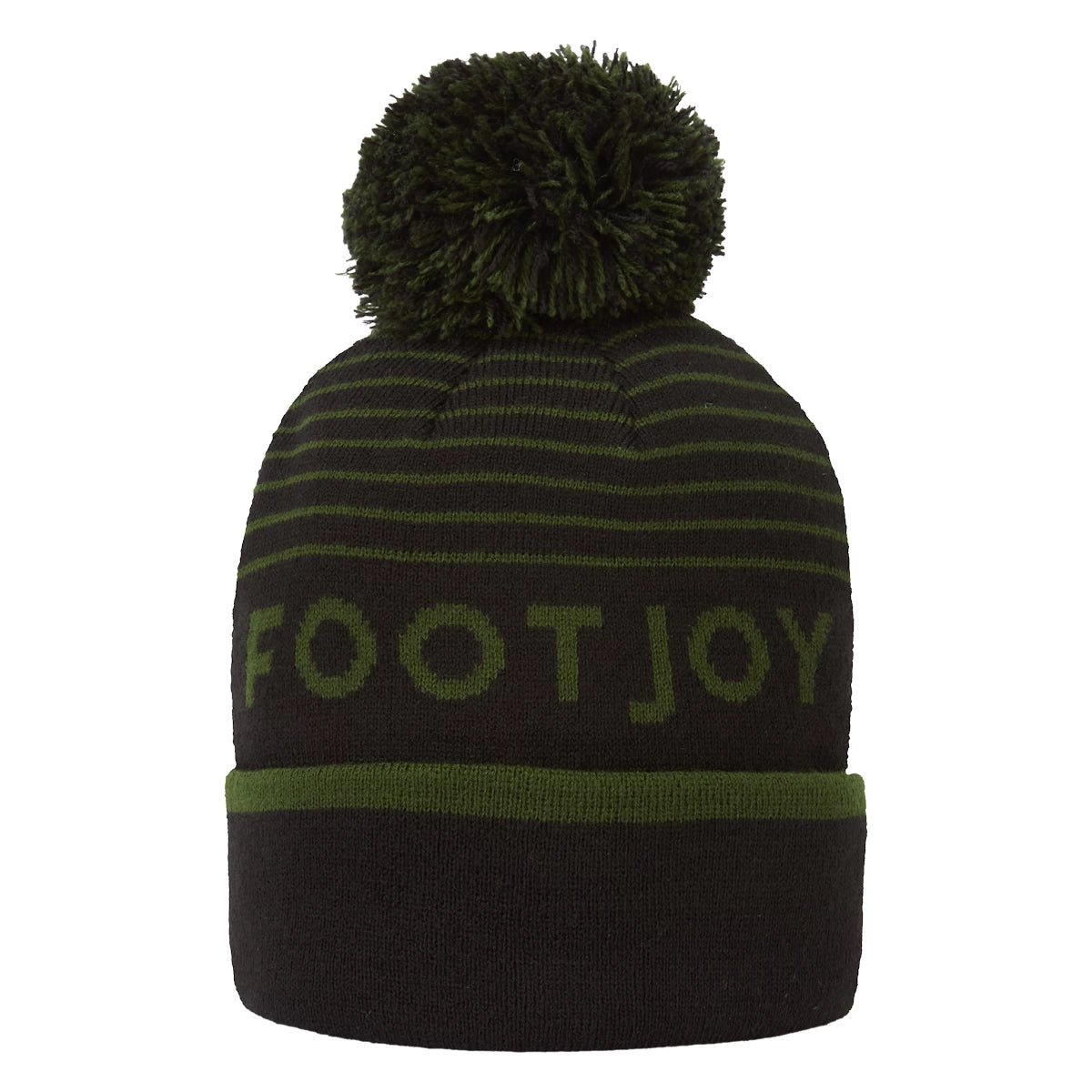 FootJoy Mens Striped Bobble Hat Olive/Black 45958H