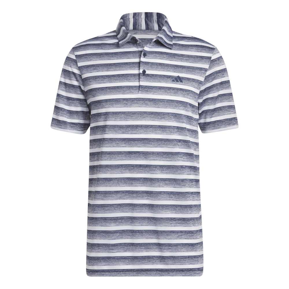 adidas Two-color Striped Golf Polo Shirt - Collegiate Navy/White