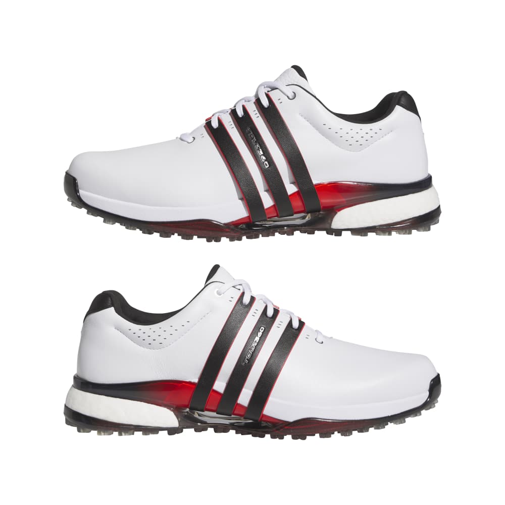 adidas Mens Tour360 25 Spikeless Golf Shoes Ftwr White/Core Black/Lucid Red