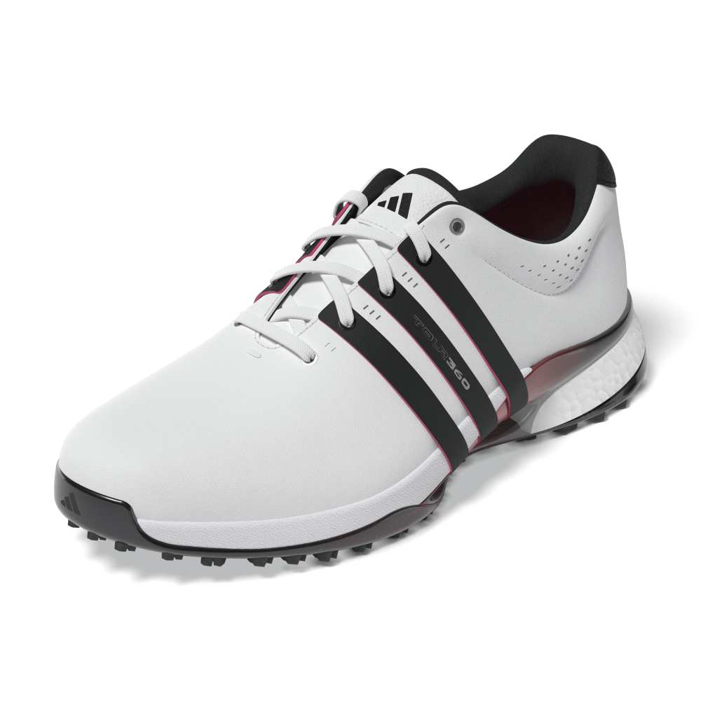 adidas Mens Tour360 25 Spikeless Golf Shoes Ftwr White/Core Black/Lucid Red