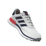 adidas Mens S2G SL 24 Leather Spikeless Golf Shoes White/Navy/Lucid Red