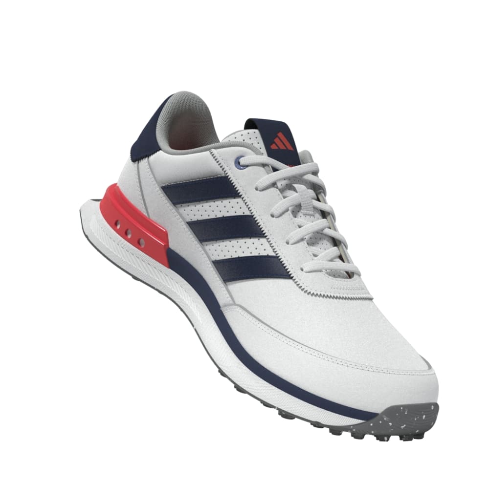 adidas Mens S2G SL 24 Leather Spikeless Golf Shoes White/Navy/Lucid Red