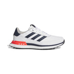 adidas Mens S2G SL 24 Leather Spikeless Golf Shoes White/Navy/Lucid Red