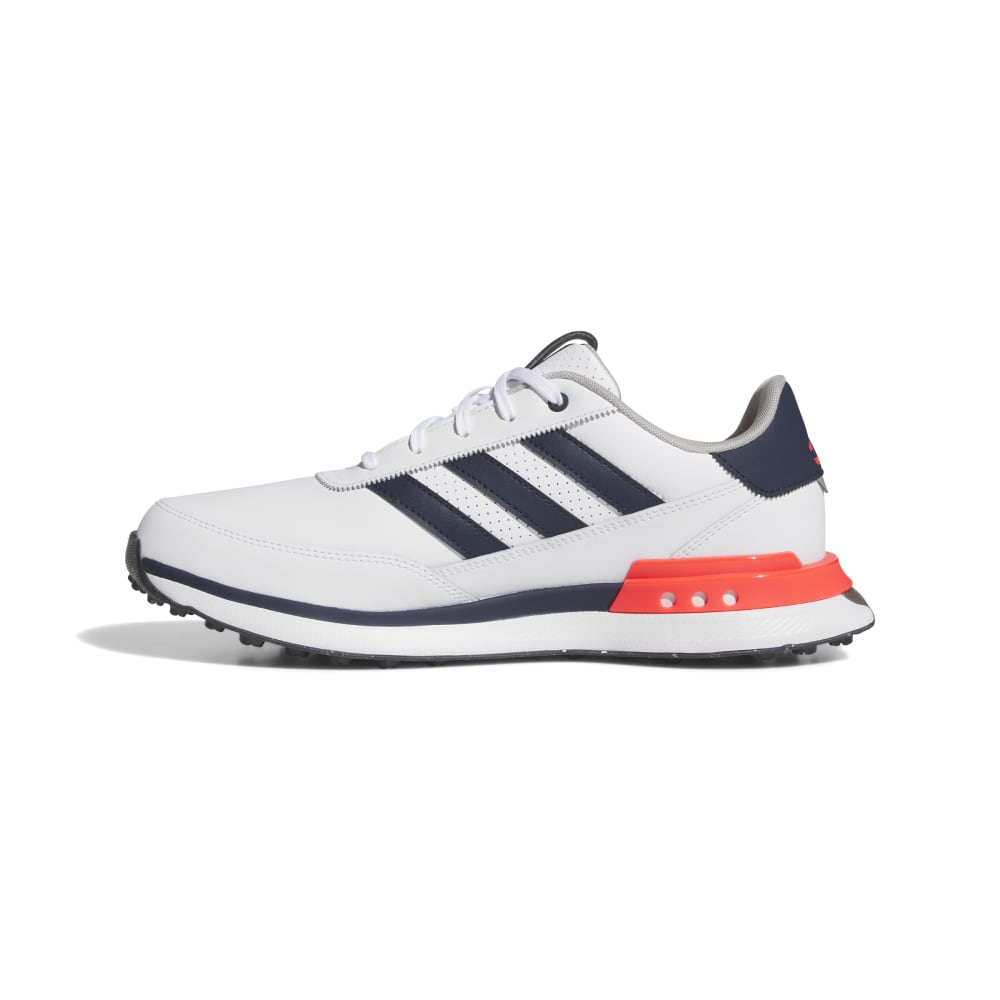adidas Mens S2G SL 24 Leather Spikeless Golf Shoes White/Navy/Lucid Red