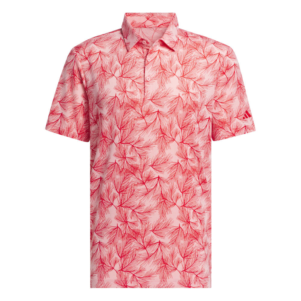 adidas Ultimate365 Mesh Print Polo Shirt Semi Pink Spark / Better Scarlet