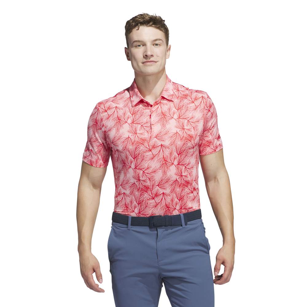adidas Ultimate365 Mesh Print Polo Shirt Semi Pink Spark / Better Scarlet