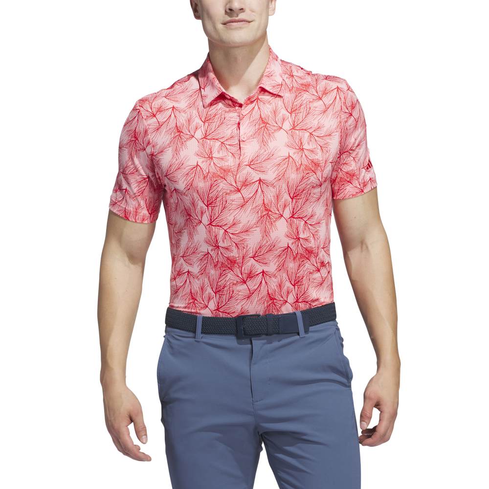 adidas Ultimate365 Mesh Print Polo Shirt Semi Pink Spark / Better Scarlet
