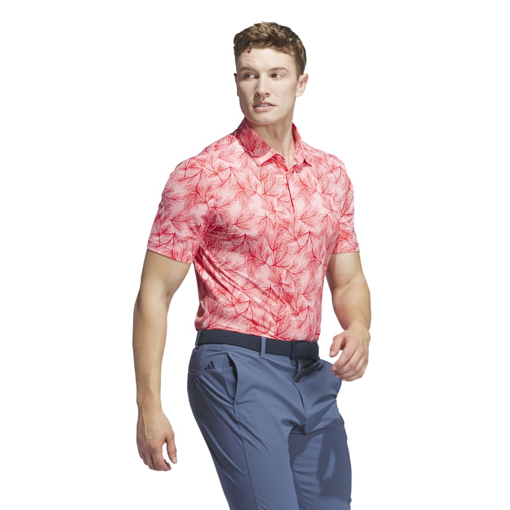 adidas Ultimate365 Mesh Print Polo Shirt Semi Pink Spark / Better Scarlet