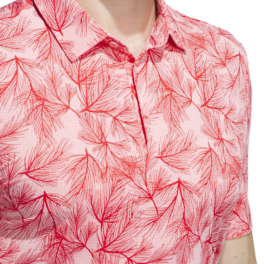 adidas Ultimate365 Mesh Print Polo Shirt Semi Pink Spark / Better Scarlet
