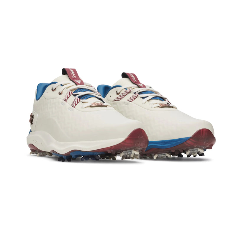Under Armour Mens UA Drive Pro Clone LE Golf Shoes - White/Ivory Dune/Metallic Copper Ore