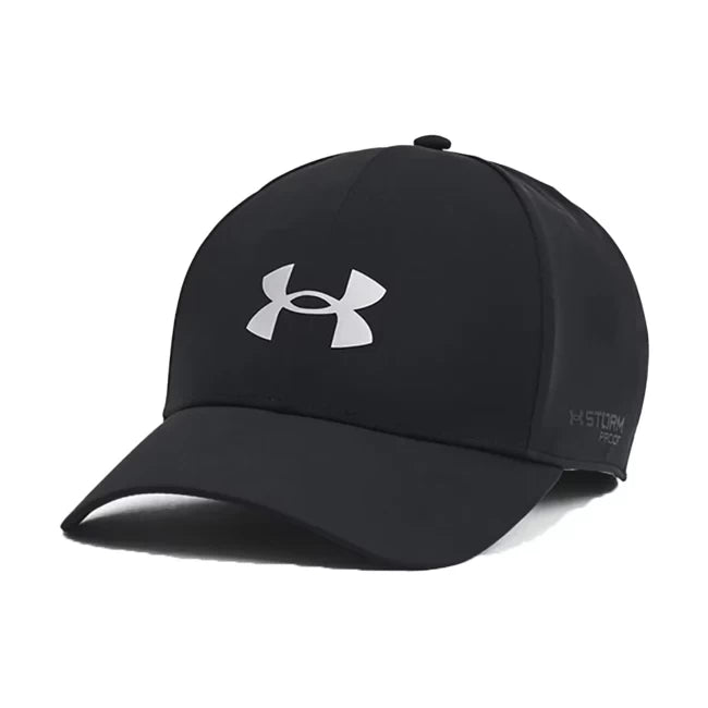 Under Armour Mens Driver Rain Stretch Cap Black/Metallic Silver