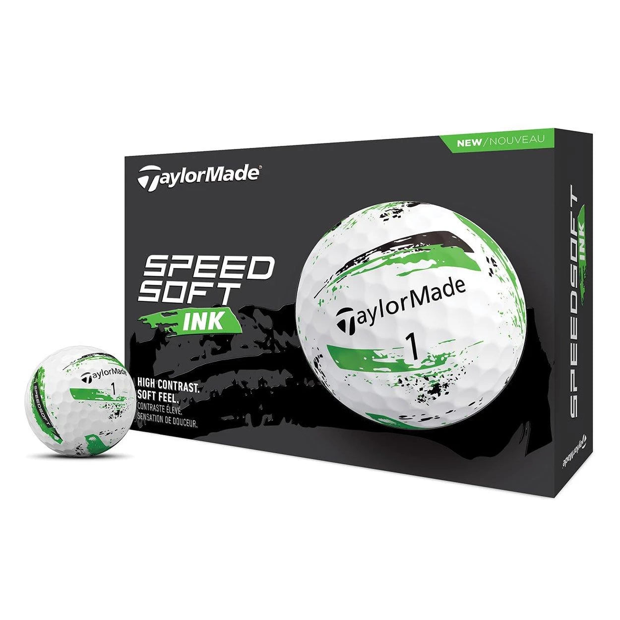TaylorMade SpeedSoft Ink Golf Balls - 1 Dozen White/Green