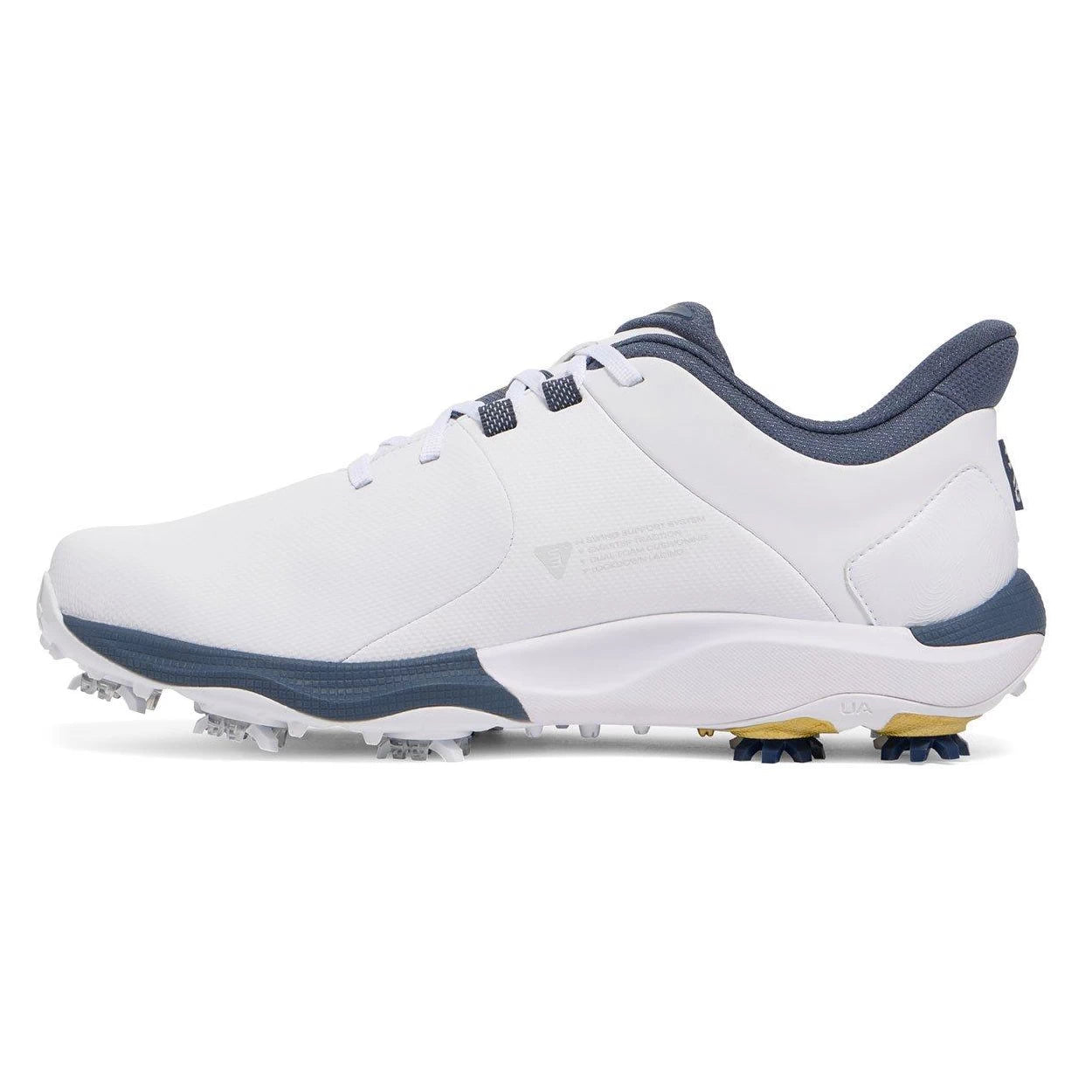 Under Armour Mens UA Drive Pro Wide Golf Shoes - White/Yellow